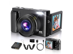 Cámara Vlogging 4k Pantalla Abatible 180º 48mp Selfie Wifi Regalo Para Niños Niñas Estudiantes (negro)