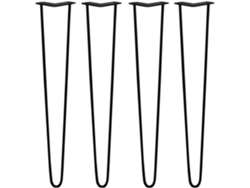 Patas Skiski 4 Patas de Mesa en Gancho de Pelo 71 cm 2 Varillas de Acero Negras Espesor 10 mm