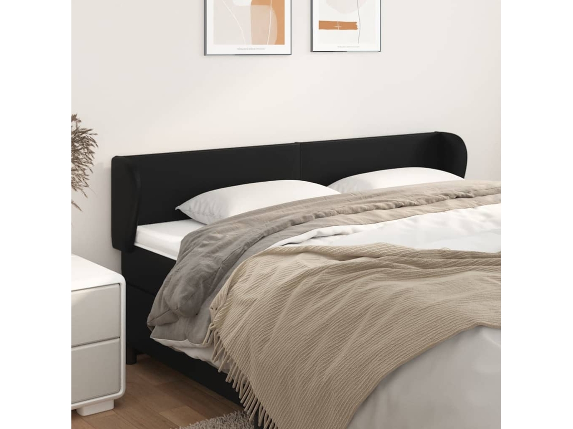 Cabecero De Cuero Sintético Negro 203x23x78/88 Cm