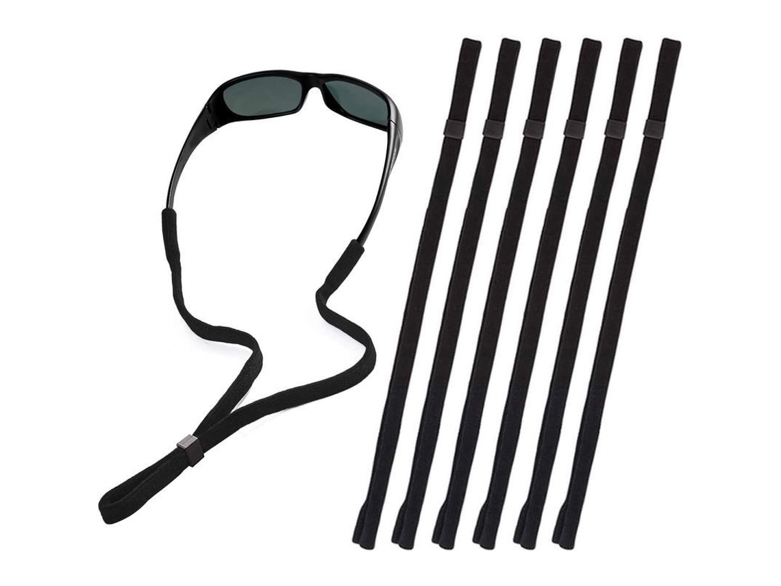 Correa Negra Para Gafas, Paquete De 6 Unidades Para Deportes Y Uso Diario, Apta Para Hombres Y Mujeres, Ligera Y Cómoda.