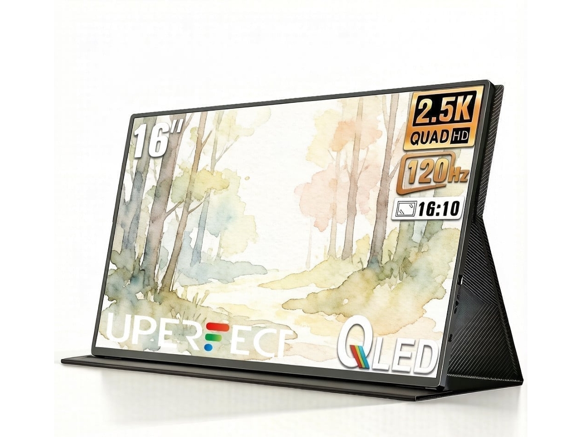 Monitor Portátil Qled Uperfect De 16" Para Creadores: 2560x1600, 120 Hz, Relación De Aspecto 16:10 Con Conectividad Usb-c Y Mini Hdmi.