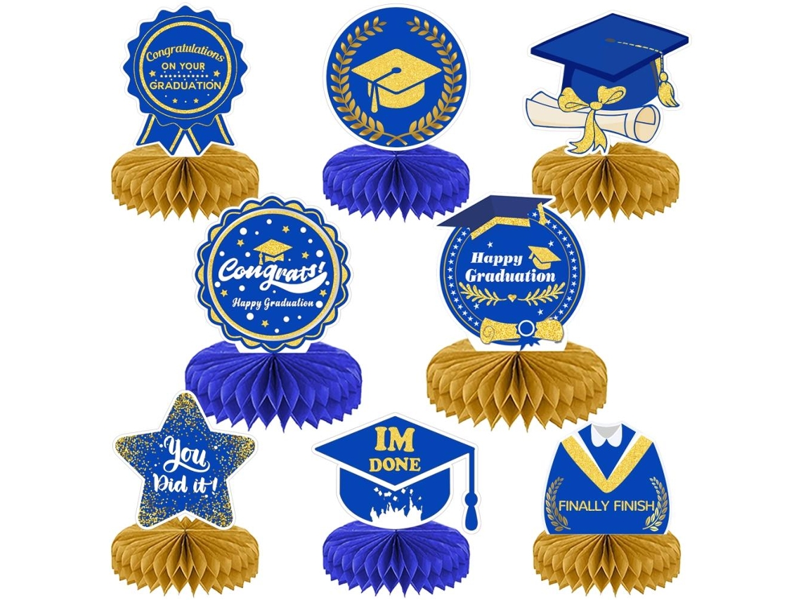 8 Piezas De Decoración Para Fiesta De Graduación 2022, Adorno Hexagonal Para Centro De Mesa De Graduación.