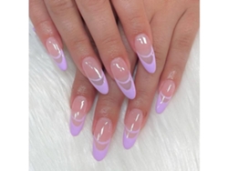 Un Juego De 24 Pegatinas Sencillas De Manicura Francesa Color Lila + Pegamento Transparente Normal*.