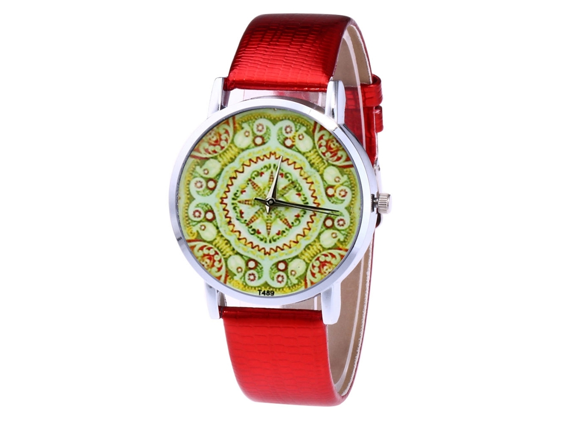 Reloj Unisex Para Parejas En Piel Sintética Con Movimiento De Cuarzo (rojo)