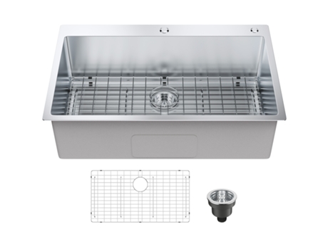 VEVOR Fregadero de cocina sobre encimera 1 seno de acero inoxidable 83,8x55,9 cm