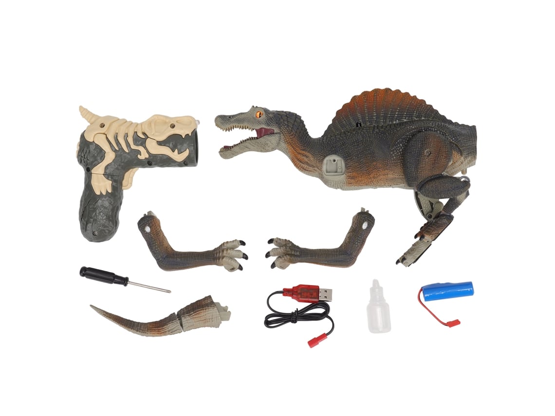 Rebe-brinquedo De Dinossauro Com Controle Remoto Simulação Com Luz Led Modelo Mecânico Elétrico Inteligente Marrom Cinza