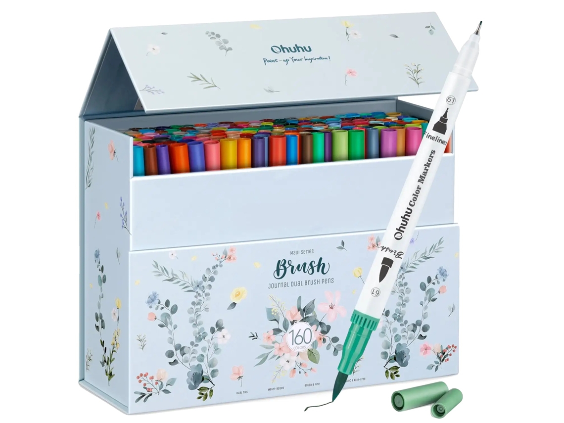Rotuladores artísticos de doble punta, juego de 36 colores, 160 colores básicos.