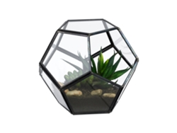 Relaxdays Terrário Para Plantas, Vidro E Estanho, Casa Decorativa Para Cactos, Caixa Aberta Para Parapeito, Preto