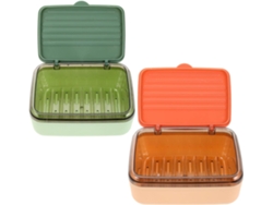 Juego de 2 piezas, verde y rosa, plástico resistente para baño y cocina.