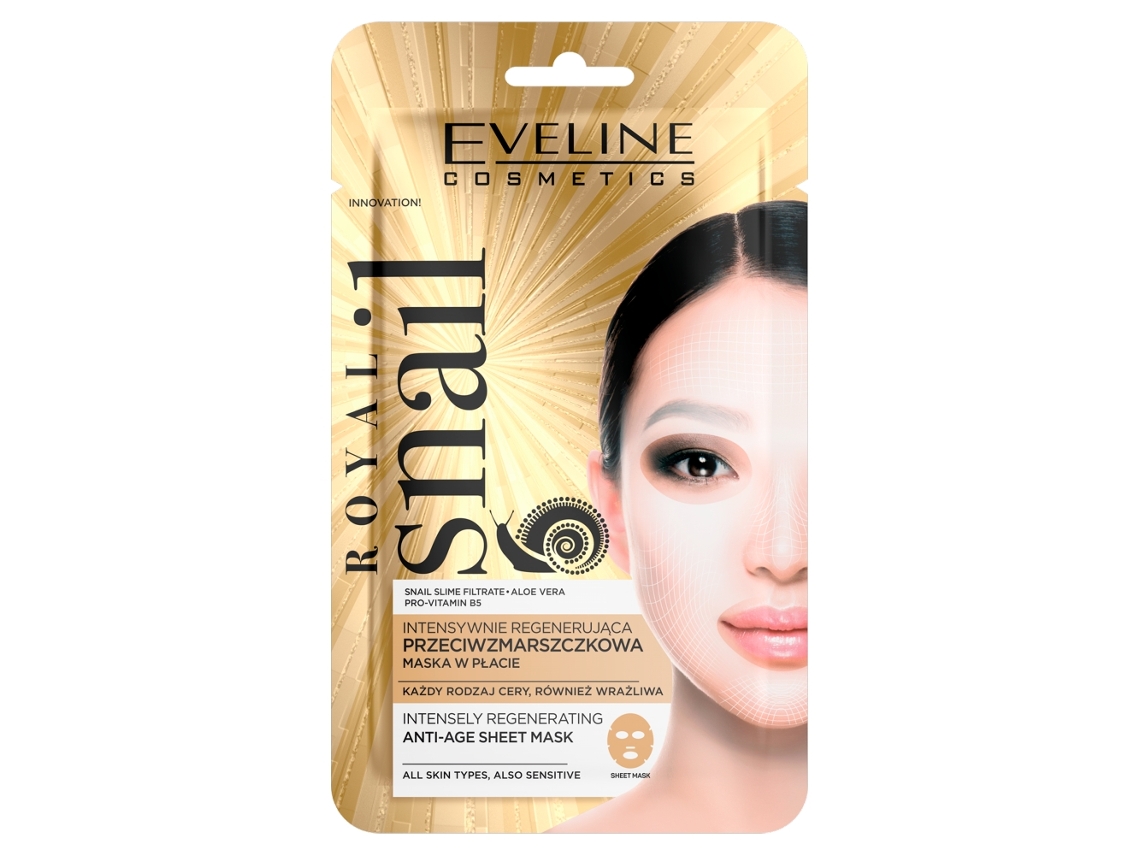 Mascarilla de tejido regeneradora intensiva antiarrugas Royal Snail de Eveline Cosmetics