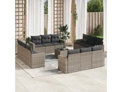Conjunto de sofá de jardín de 13 piezas con cojines de mimbre gris de DKD Home Decor