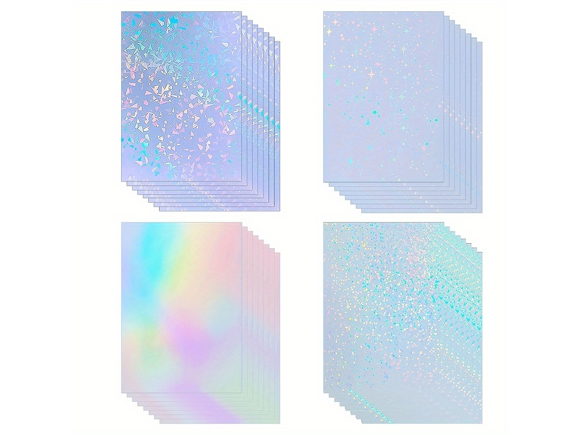 20 Pegatinas Holográficas De Vinilo Transparente Laminado En Frío, Autoadhesivas, De Varios Estilos, Para Papelería, No Imprimibles.