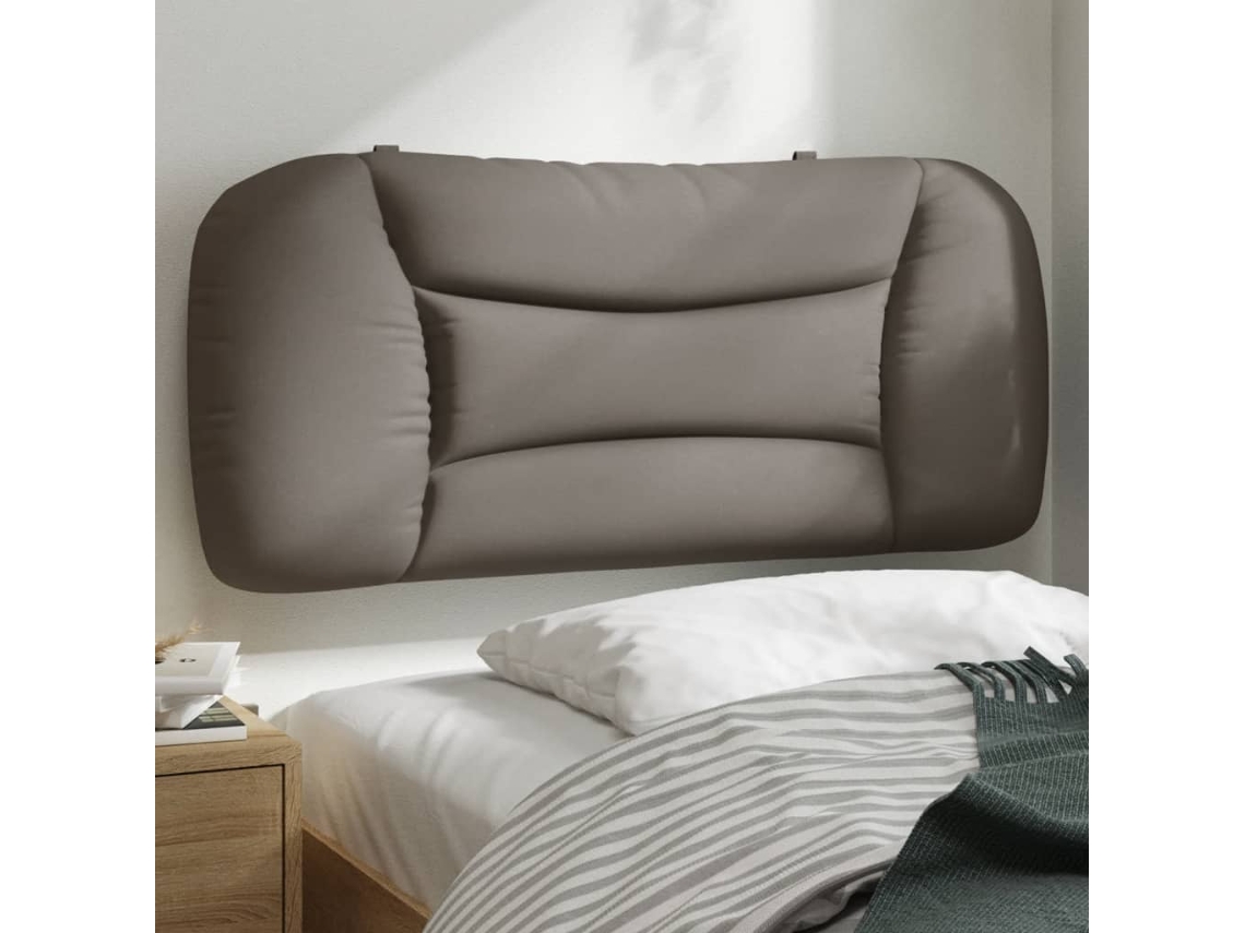 Cabecero De Cama Acolchado Tela Gris Taupé 90 Cm