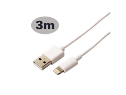 Cable KSIX B0914CU03 (USB - Lightning - 3 m - Blanco)