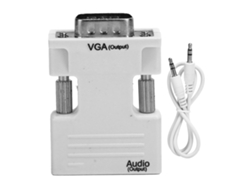 Convertidor De Interfaz Multimedia De Alta Definición Hembra A Vga Macho Con Cable De Audio De 3,5 Mm, Blanco