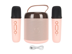 Altavoz De Karaoke Inalámbrico Bluetooth 5.3 Con 2 Micrófonos, Portátil, Color Rosa, Ideal Para Fiestas Familiares.