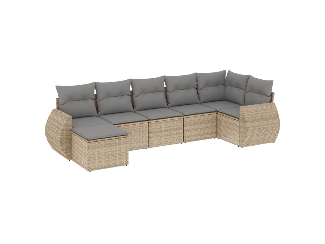 Maison Exclusive - Set Sofás De Jardín 7 Piezas Y Cojines Ratán Sintético Beige
