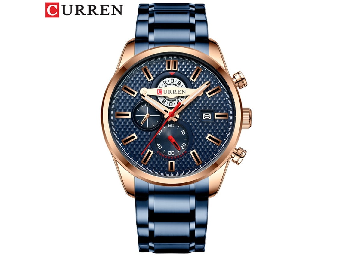 Reloj De Pulsera Moderno Para Hombre, Resistente Al Agua, Con Seis Manecillas, Multifuncional Y Elegante Correa De Acero Inoxidable (azul).