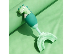 Cepillo de dientes infantil GOKOCO con diseño de dibujos animados, pequeño dinosaurio en forma de U, manual especial, silicona suave para bebés.
