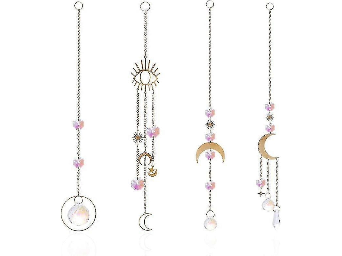 4 piezas de atrapasoles de cristal prismáticos para colgar, adorno de árbol de cristal