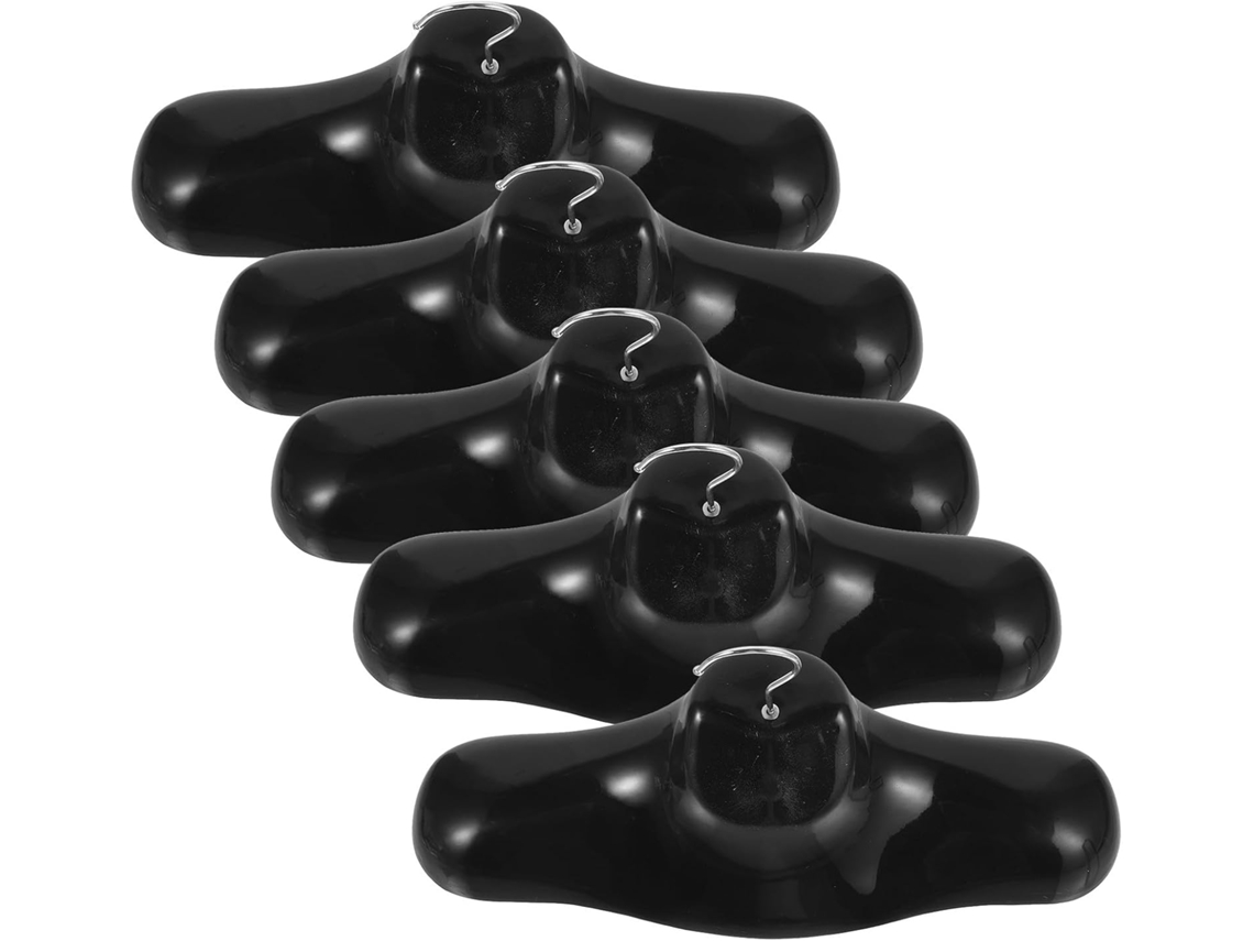 Juego 5 Perchas Plástico Negro Forma Hombro Bufandas Chales Estabilidad Ahorran Espacio Ideales Tiendas Gran