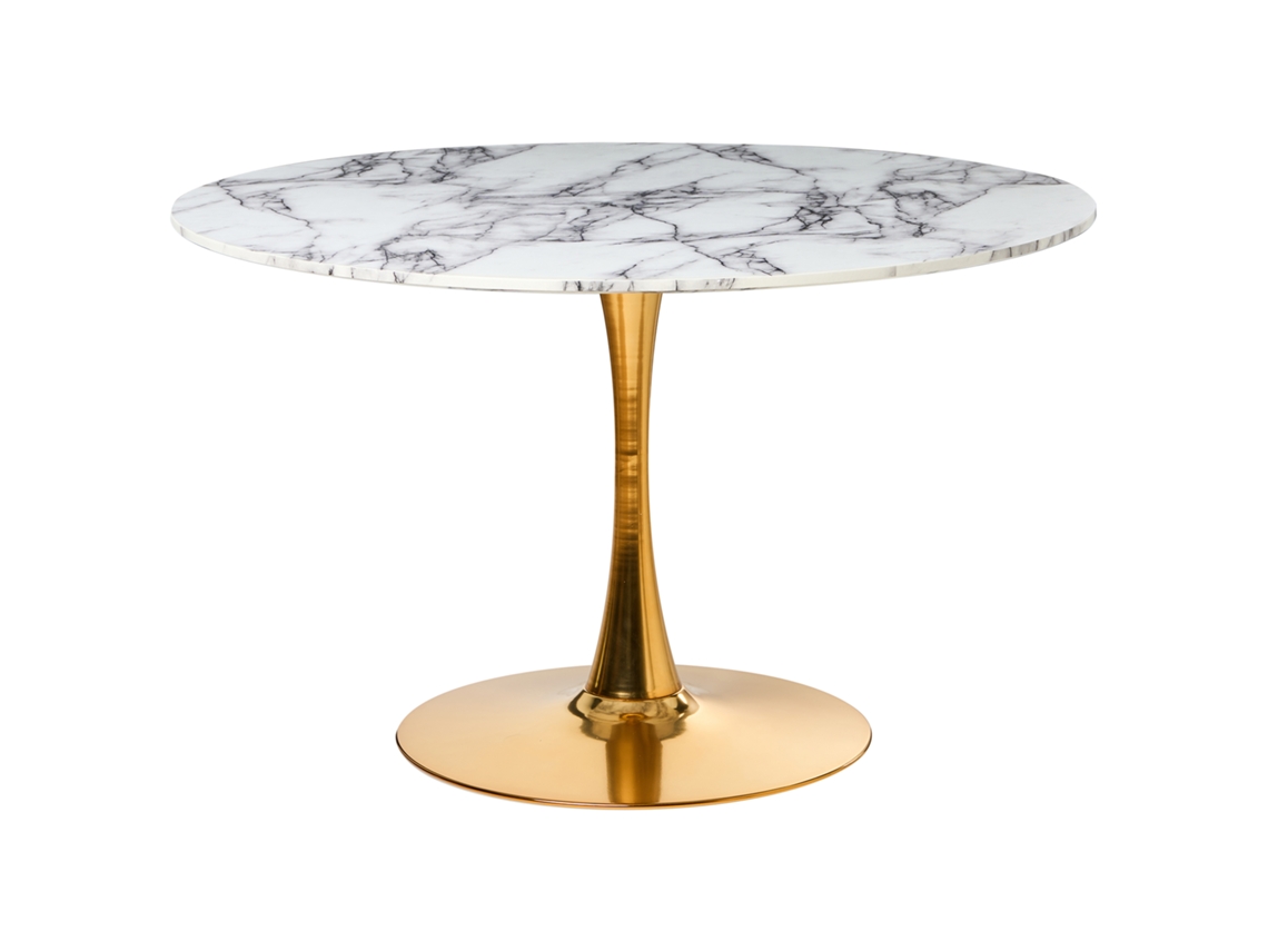 Mesa de comedor Beliani Boca de MDF blanca, 120 x 120 x 74 cm