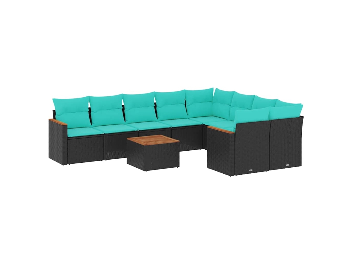 Maison Exclusive - Conjunto De Sofá De Jardín De 10 Piezas Con Cojines, De Poliratán Negro