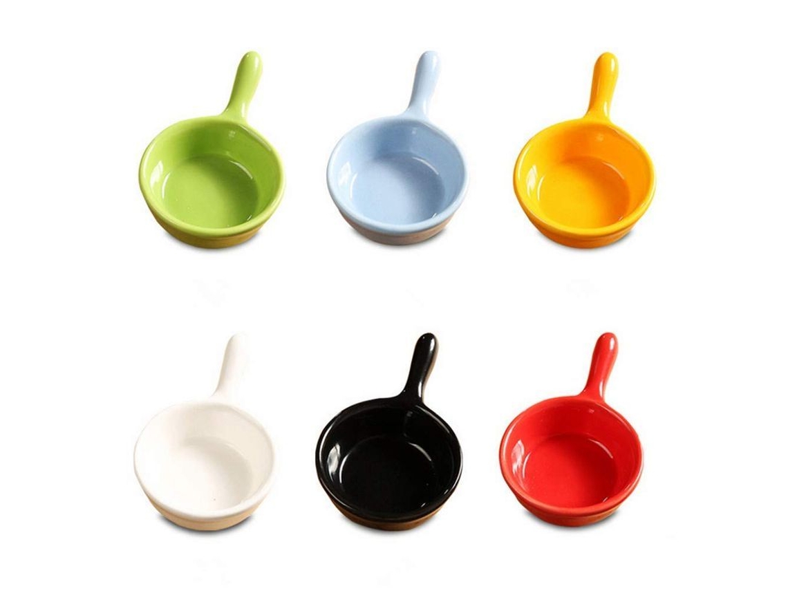 2026-33805-6 Platos De Cerámica Para Salsas Con Mango Mini Coloridos Anti-deslizantes Lavavajillas Seguros