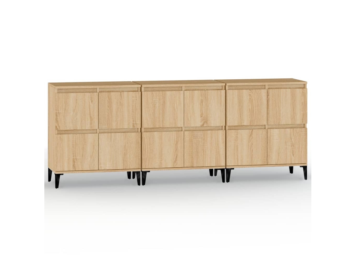 Aparador Conjunto de 3 Piezas Derivados de Madera de Roble Sonoma MAISON EXCLUSIVE (60x35x70 cm)