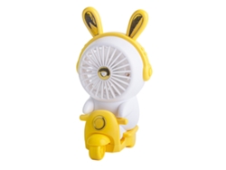 Mini Ventilador Portátil De Mano Con Luz Led, Recargable, 2 Velocidades, Diseño De Dibujos Animados, Amarillo.