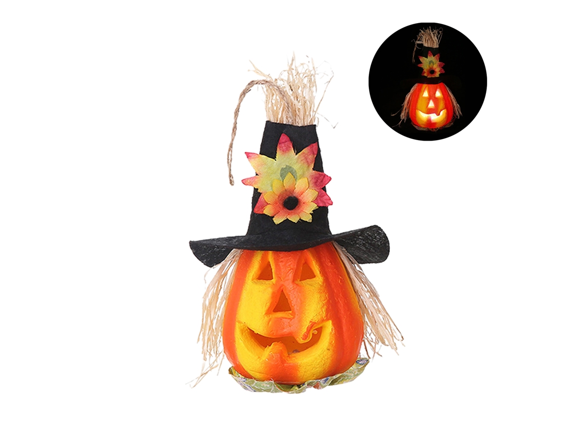 Adorno decorativo de calabaza y farol para Halloween 2025