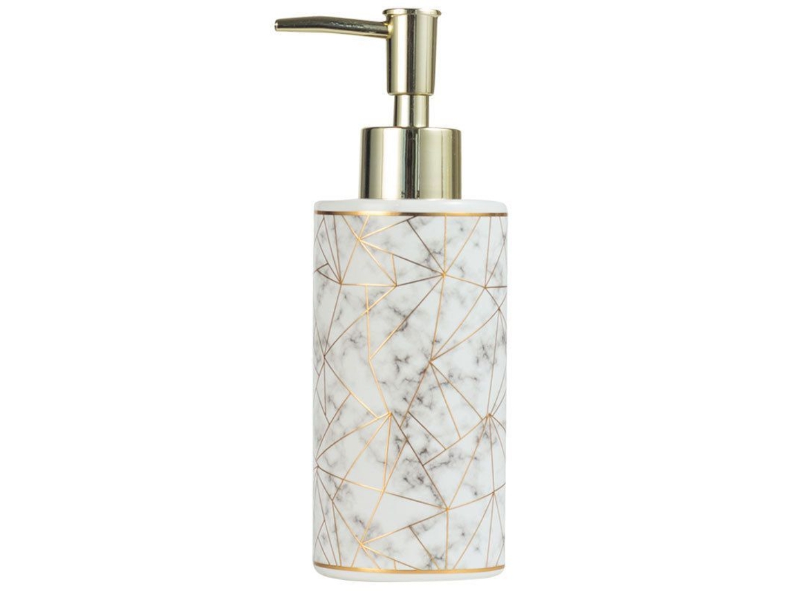 2026-dispensador De Jabón Cerámico Rellenable Linjou Moderno Para Decoración (blanco Oro)