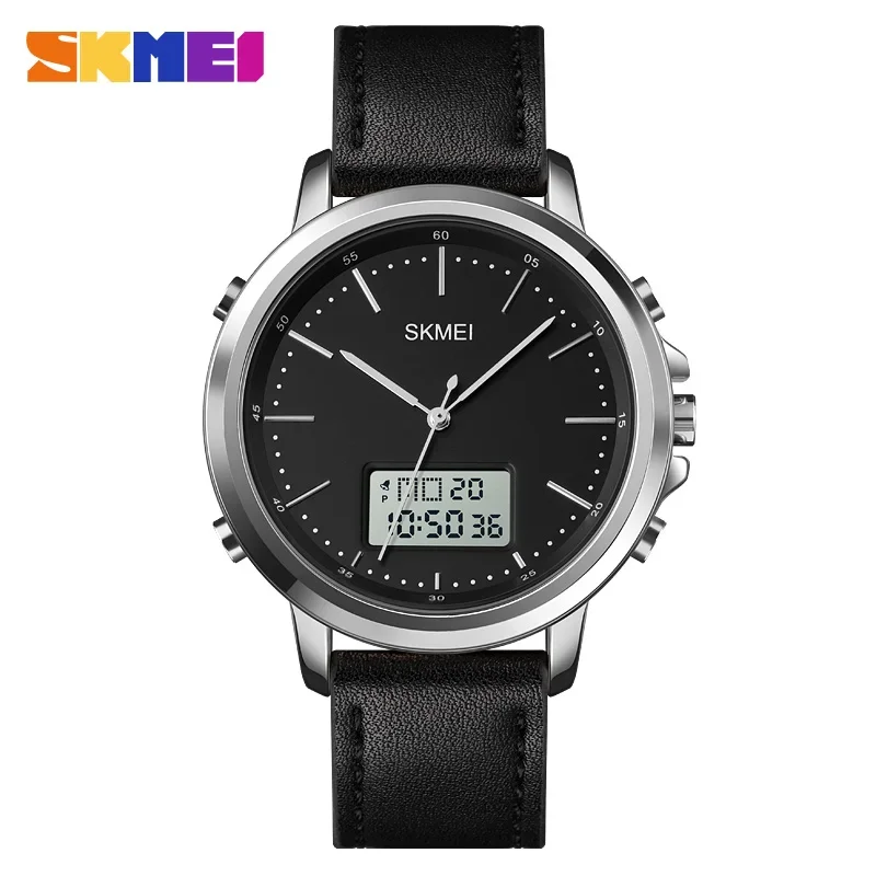 Reloj De Pulsera Digital Para Hombre (plateado Y Blanco) Con Doble Pantalla, Cronógrafo Y Alarma.