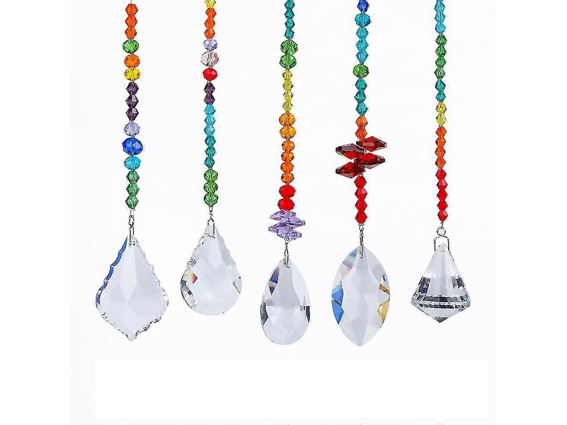 Adorno colgante de cristal con forma de prisma para lámpara de araña, ideal para decoración del hogar, la oficina o el jardín. Paquete de 5 unidades.