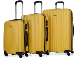 Conjunto de 3 Maletas de Viaje ITACA Extensible Amarillo (35/70/100 L)