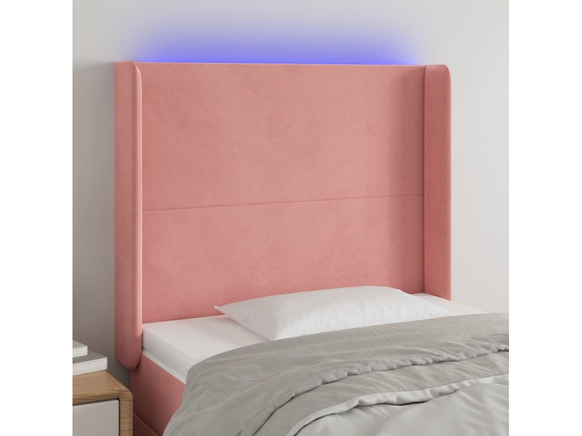 Cabecero Con Led De Terciopelo Rosa 93x16x118/128 Cm