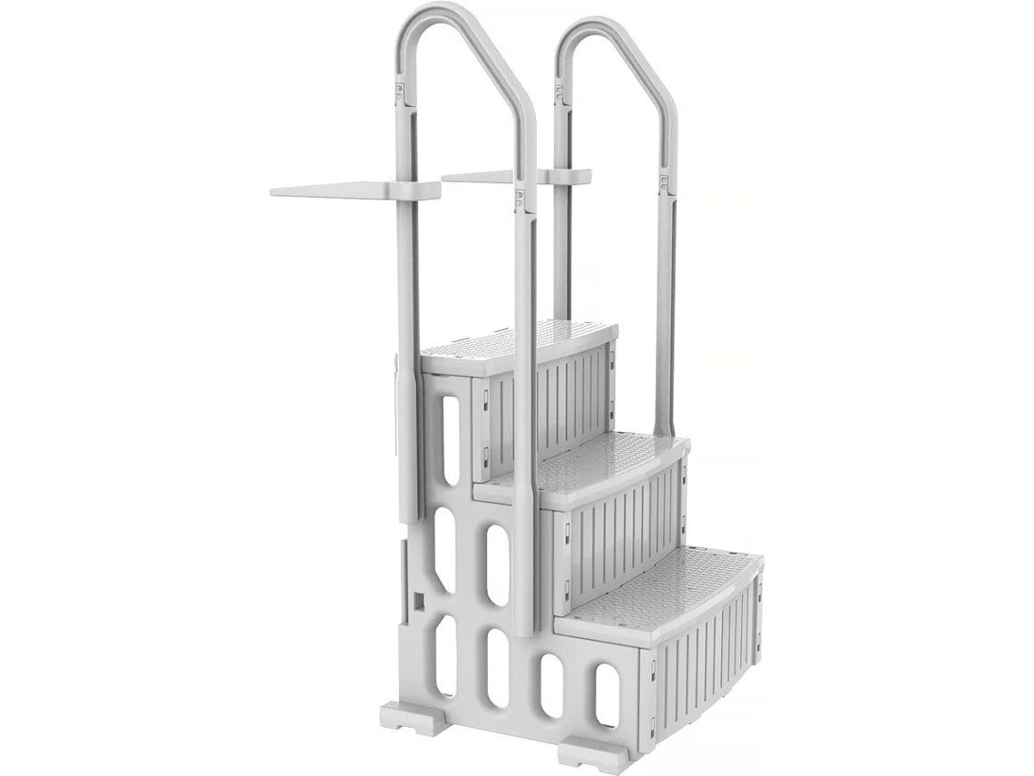 Escaleras individuales para piscina Nathan de 3 escalones de plástico para hábitat y jardín