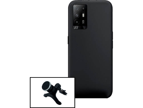 Carcasa + Soporte Magnético Reforzado Oppo Reno5 Z PHONECARE Silicona Líquida Negro