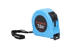 Cinta métrica de acero inoxidable de 7,5 m x 25 mm con estuche y cierre manual, sin marca.