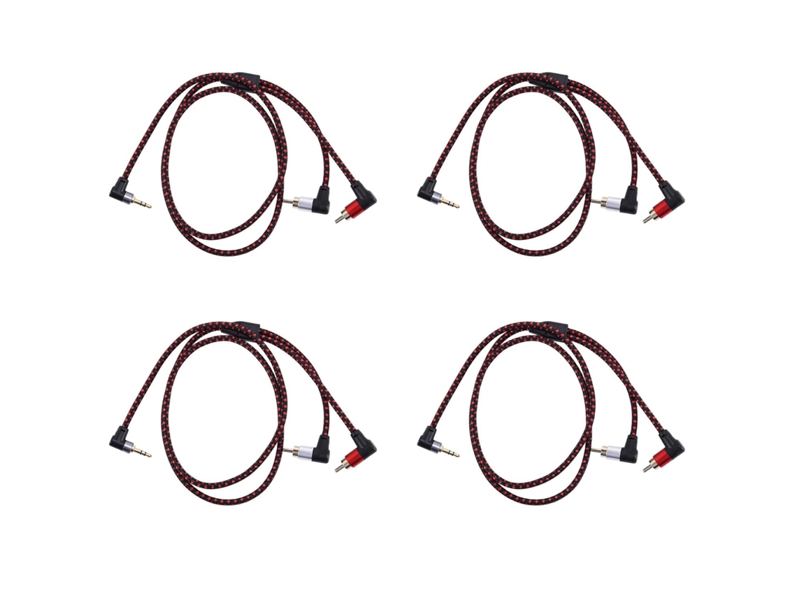4 X 90 Grados 3,5 Mm Un 2 Rca Divisor En Y Estéreo Aux De Ángulo Recto Para Micrófono De Ordenador 1m