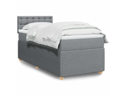Cama Box Spring Con Colchón Tela Gris Claro 80x200 Cm