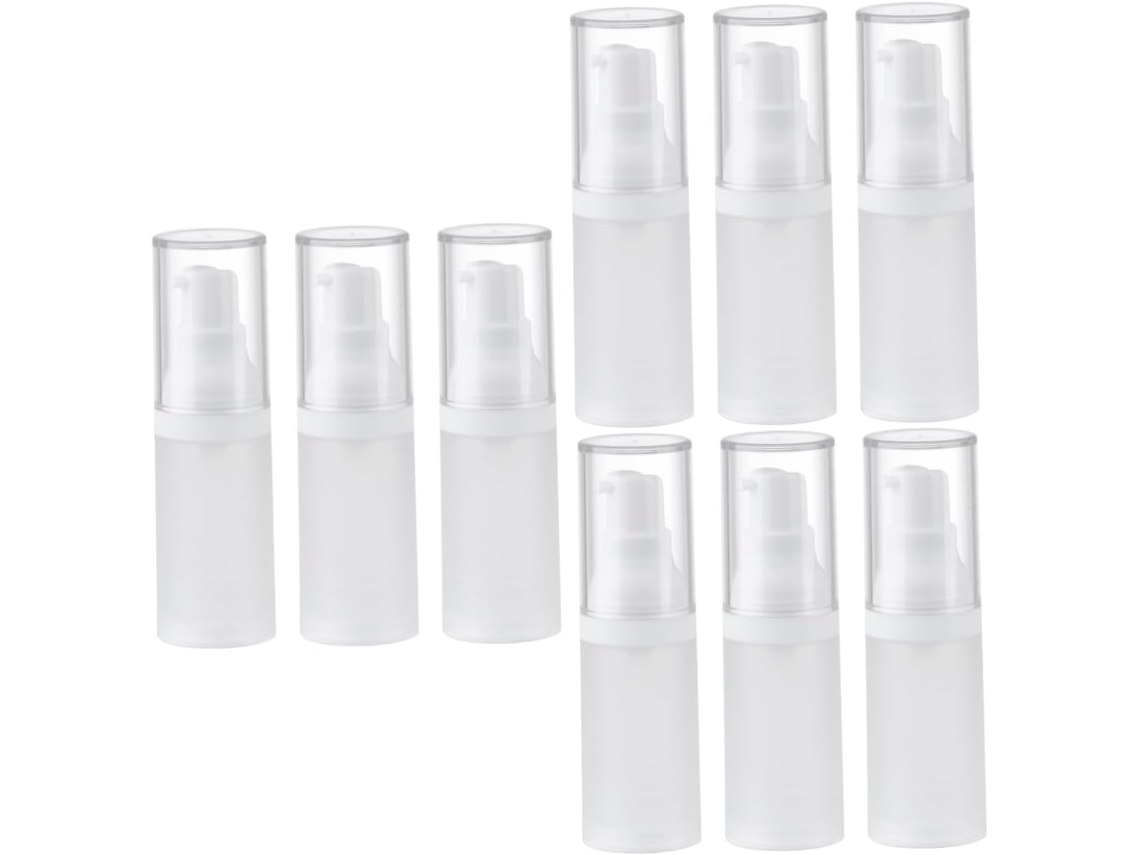 Juego De 9 Botellas De Vacío, Material Transparente Esmerilado, Dispensador De Cosméticos De Viaje.