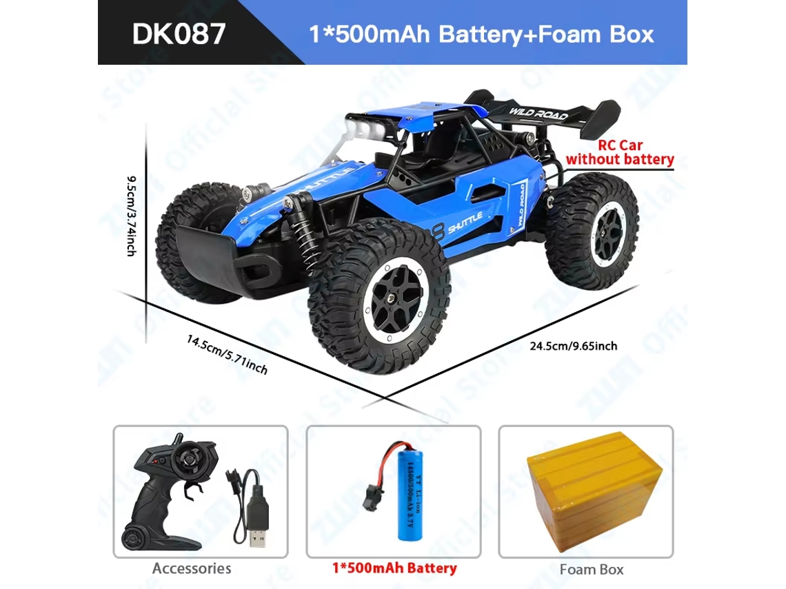 Coche RC 112 116, 20 km/h, con luces LED, 2,4 g, todoterreno de aleación, control remoto, juguete para niños, color azul. Aeuzwr