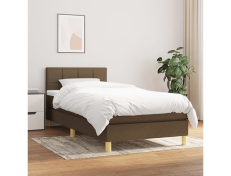 Cama con somier VIDAXL (Marrón - Tela - 203 x 90 x 88 cm)