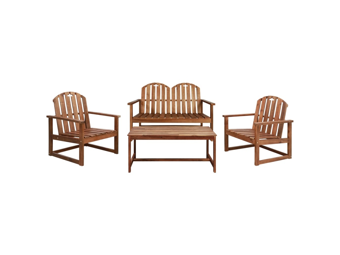 Conjunto de salón de exterior de madera maciza de acacia Dkd Home Decor