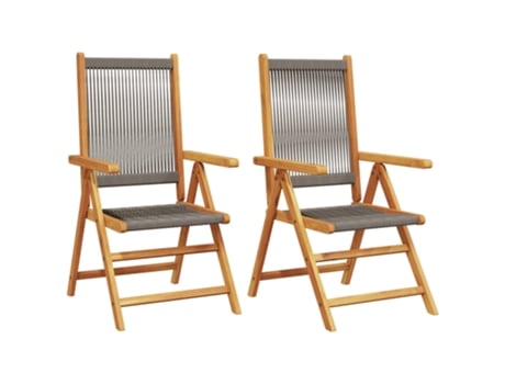 Conjunto 2 Silla De Jardín VIDAXL Gris Madera de acacia