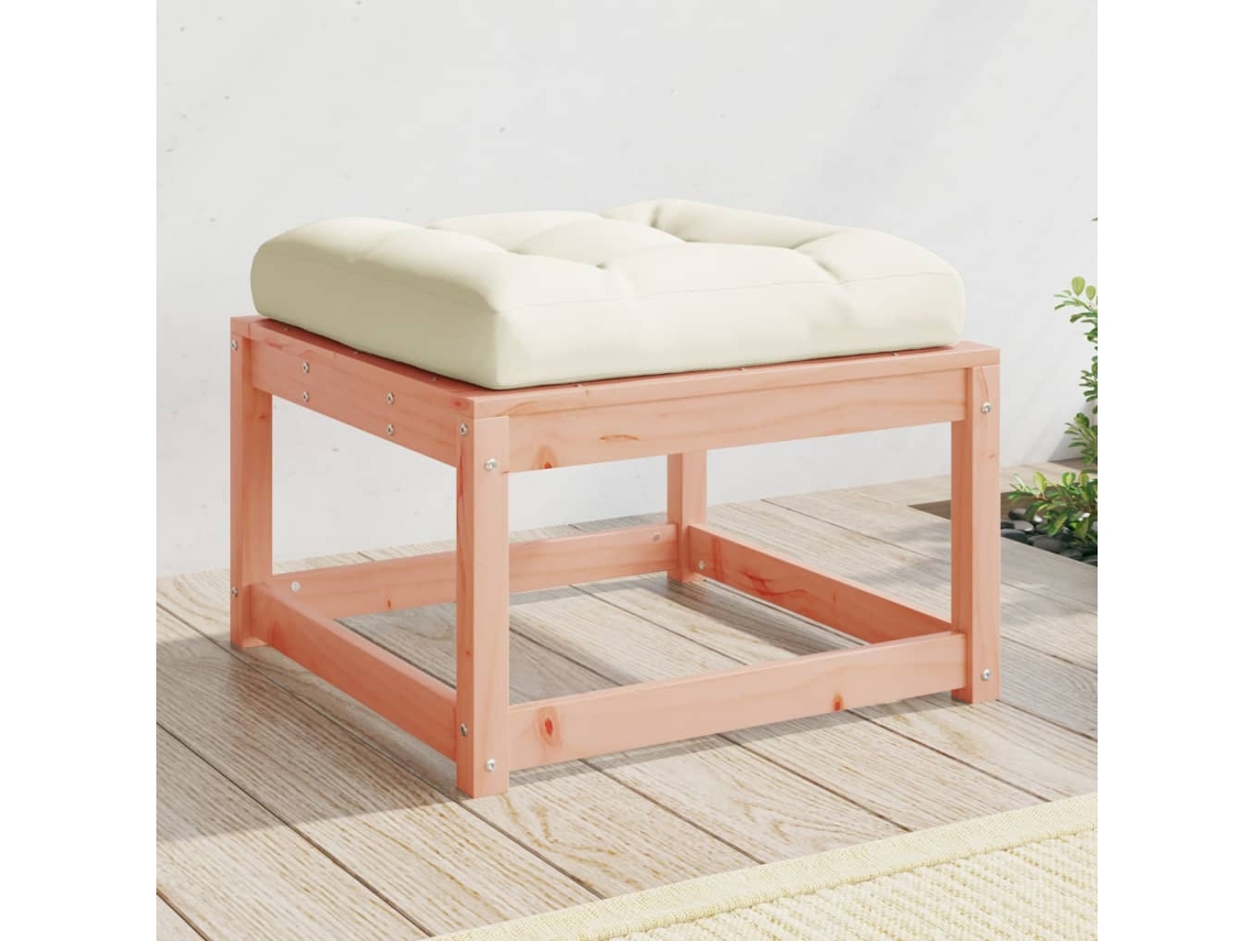 Reposapiés de jardín con cojín, madera maciza de Douglas, DKD Home Decor