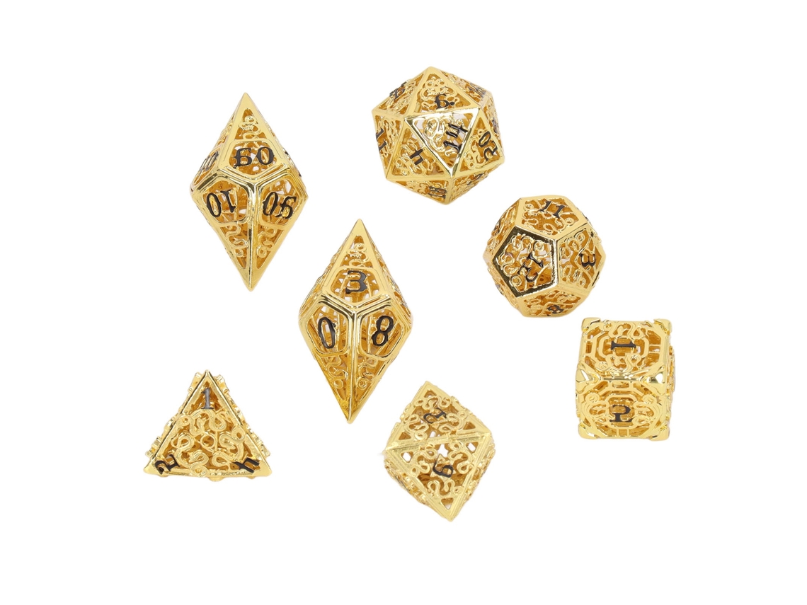 7 Dados Poliédricos Huecos De Latón Para Juegos De Mesa De Rol, Enseñanza De Matemáticas, Portátiles.