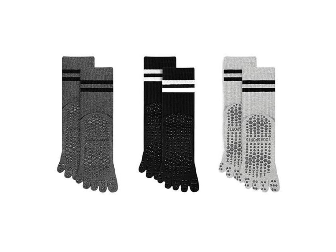 3 Pares De Calcetines De Yoga Y Pilates Mujer - Media Caña Con Dedo Separado - Antideslizante (talla 35-40)