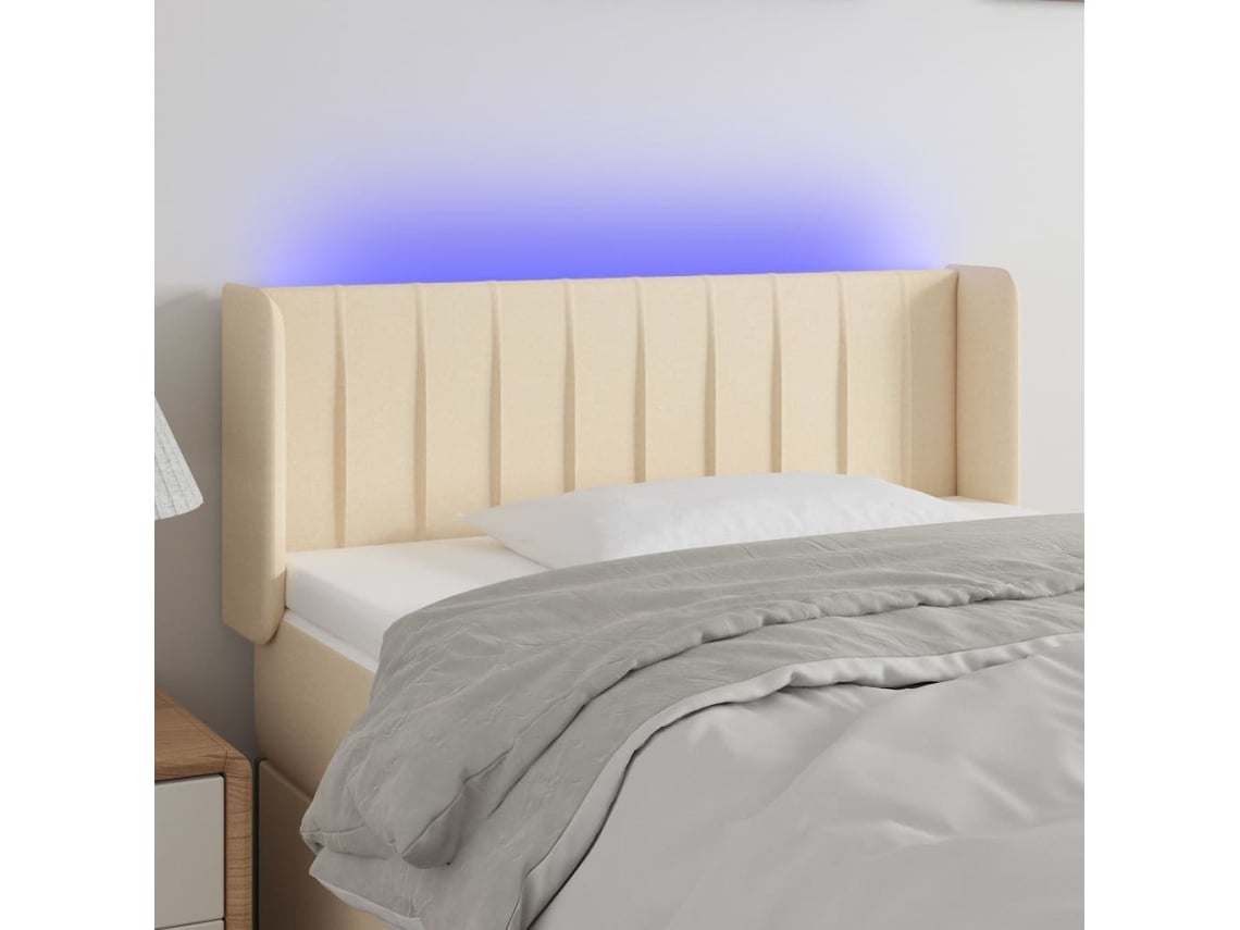 Cabecero Con Led De Tela Crema 103x16x78/88 Cm